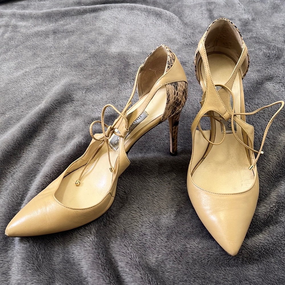 Jimmy Choo Tan and Animal Print Heels